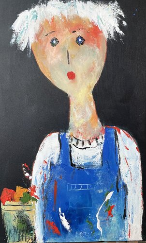 Le peintre en bleu van Christine Barres, Schilderij te koop op Singulart