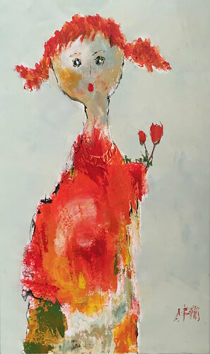 La fille au bouquet van Christine Barres, Schilderij te koop op Singulart