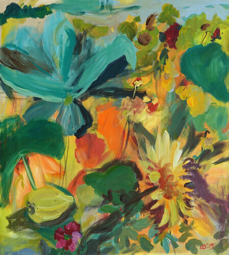 Im freien Feld, Teil 1 (grüne Sonnenblumen) de Cosima Gerner, Pintura a la venta en Singulart