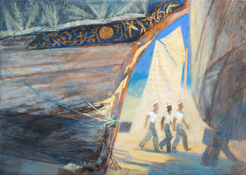 En permission à Brest / On Leave in Brest by Olga Kataeva-Rochford, Painting for Sale on Singulart
