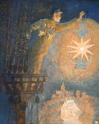 Winter Lantern / Lanterne d'hiver by Olga Kataeva-Rochford, Painting for Sale on Singulart