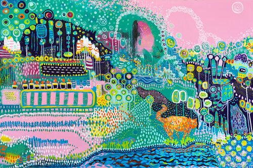 Green Thumb Meditation of High Vibrations di Zaira Dzhaubaeva Rivera, Pittura in vendita su Singulart