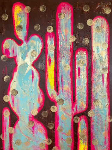 Glowing Cactuses van Zaira Dzhaubaeva Rivera, Schilderij te koop op Singulart