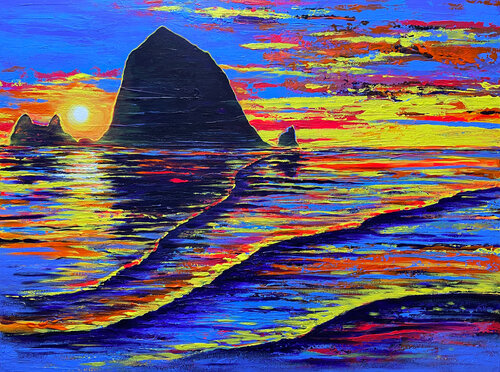 Cannon Beach Sunset by Zaira Dzhaubaeva Rivera, 회화 for Sale on Singulart