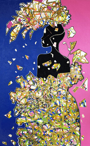 Gilded Glamour van Zaira Dzhaubaeva Rivera, Schilderij te koop op Singulart