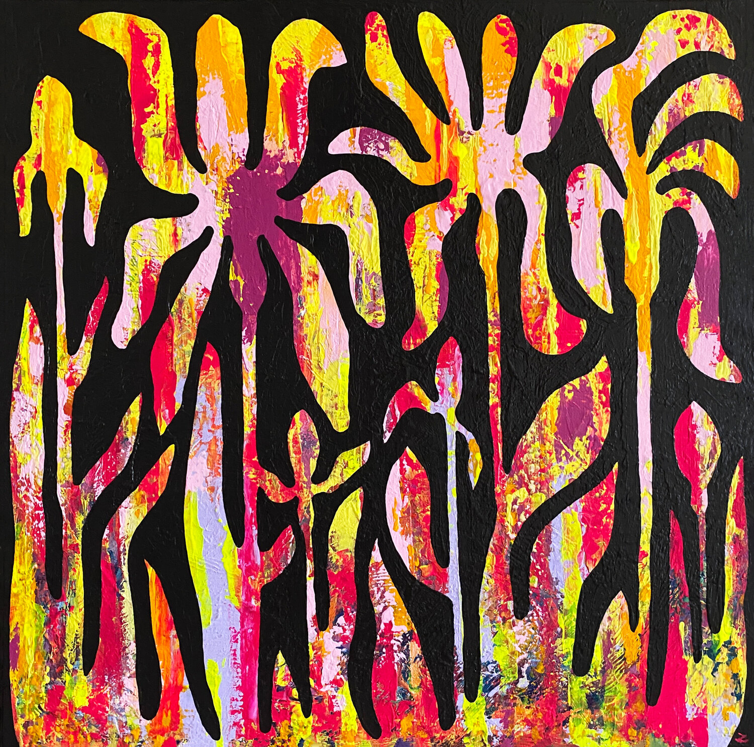 Flaming Tropical Flowers Zaira Dzhaubaeva Rivera Originalgemälde zu verkaufen