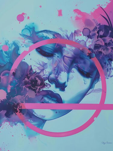 Abstract Female Portrait in Blue and Pink by Olya Enina, Digital for Sale on Singulart