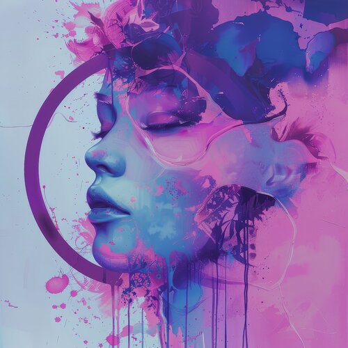 Dreamlike Serenity in Blue and Purple van Olya Enina, Digitaal te koop op Singulart