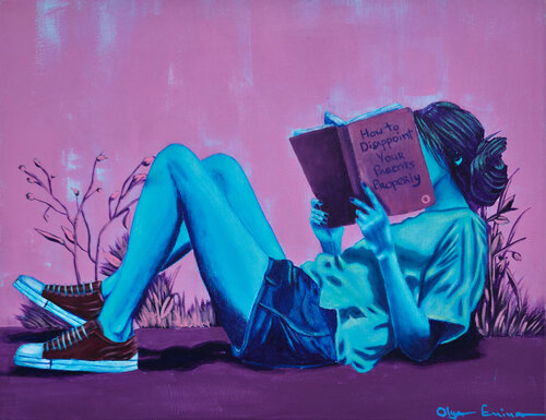 Too Talented for Stability. Young woman reading a book. Olya Enina