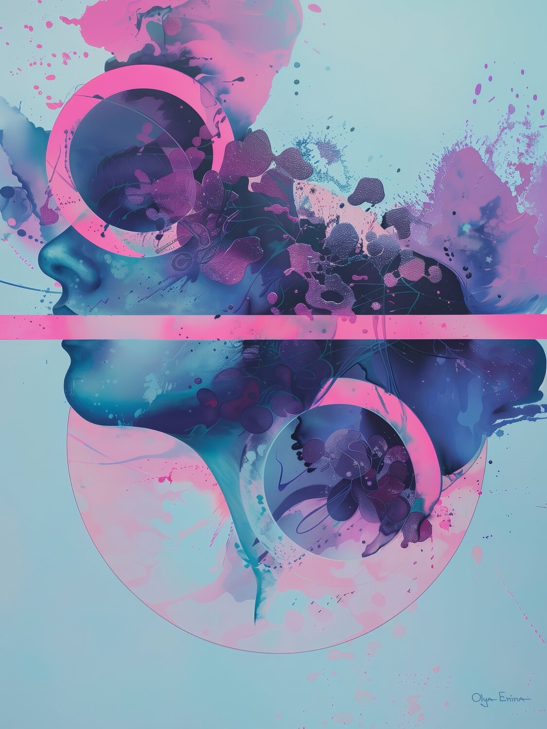 Dreamy neon abstract woman Olya Enina