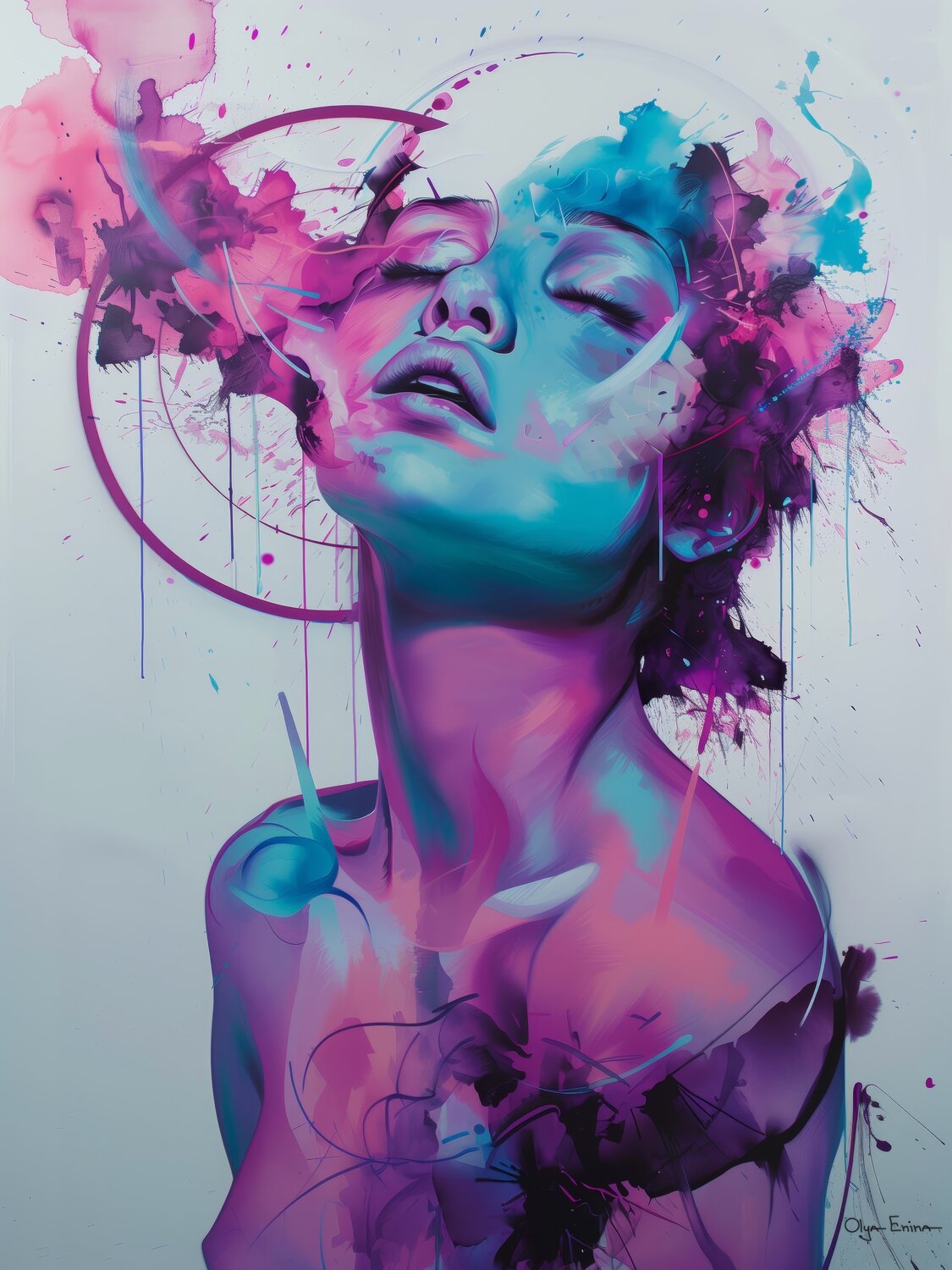 Abstract Portrait with Neon Hues Olya Enina