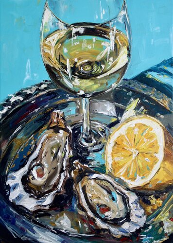 Oysters and Wine de Liza Illichmann, Pintura a la venta en Singulart