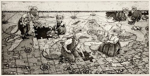 Joining the Oceans and Continents von Asta Caplan, Druck kaufen auf Singulart