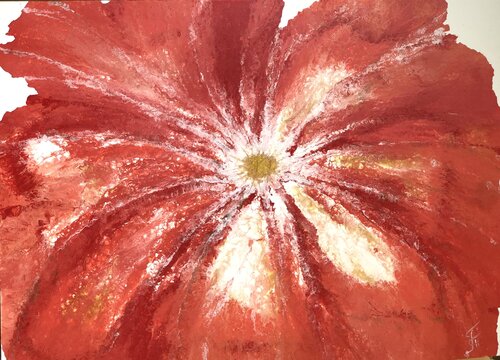 Sunny Poppy — Red Floral Abstract, 130 cm van Kseniia Turik, Schilderij te koop op Singulart