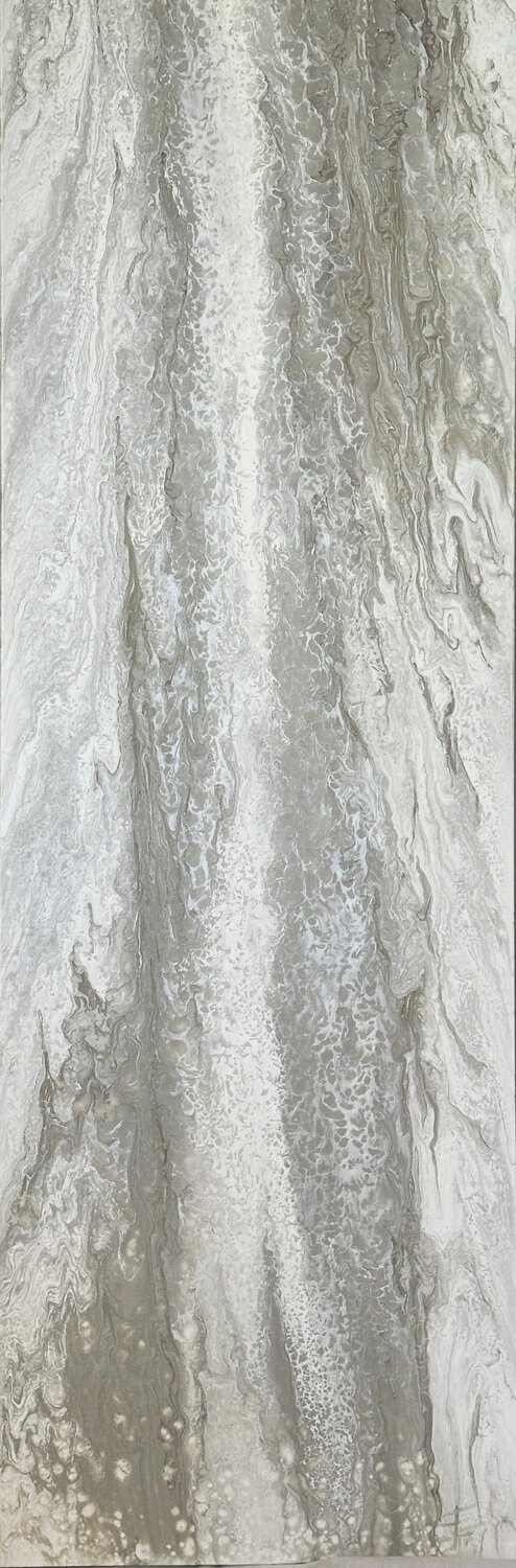 Voile (Single Panel) — Neutral Beige Grey Abstract Painting Kseniia Turik Originalgemälde zu verkaufen