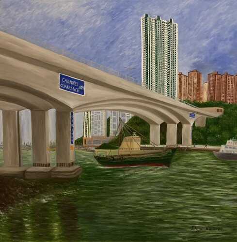 Fishing boat under the bridge Demi Ng