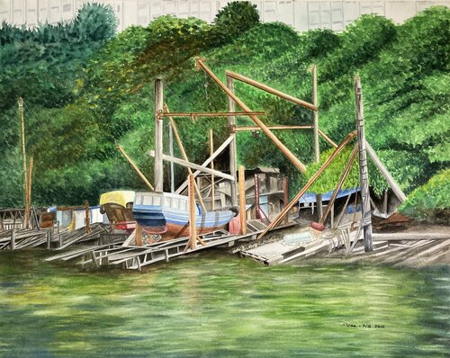 鴨脷洲漁船維修廠 by Demi Ng, Work on Paper for Sale on Singulart