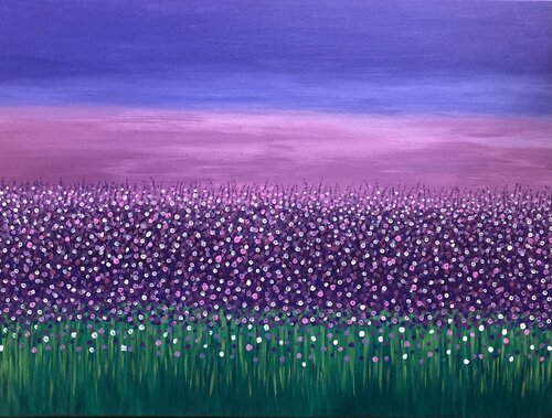 Purple Flowers van Demi Ng, Schilderij te koop op Singulart