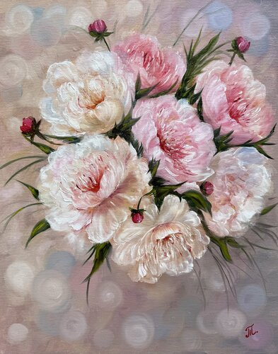 Blooms of Elegance- Peony Bouquet by Tanja Frost, Painting for Sale on Singulart