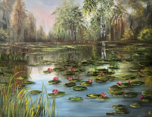 Pond in Greenery de Tanja Frost, Pintura a la venta en Singulart