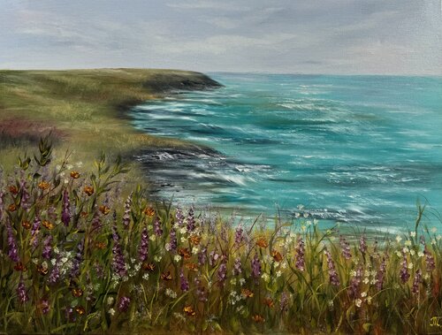 Sea and flowers von Tanja Frost, Malerei kaufen auf Singulart