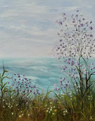 Flowers dance with sea by Tanja Frost, Painting for Sale on Singulart