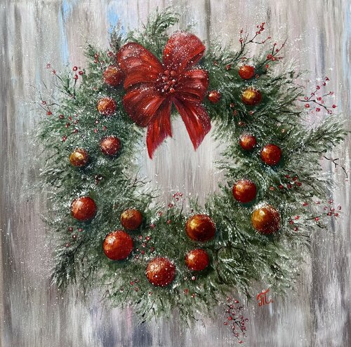 Cristmas wreath di Tanja Frost, Pittura in vendita su Singulart