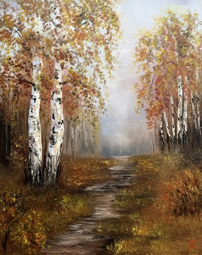 Golden Birches di Tanja Frost, Pittura in vendita su Singulart
