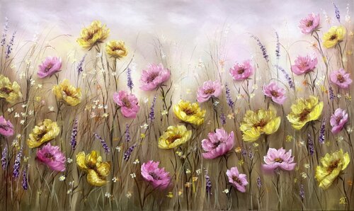 Hearts in Bloom -Floral Symphony collection van Tanja Frost, Schilderij te koop op Singulart