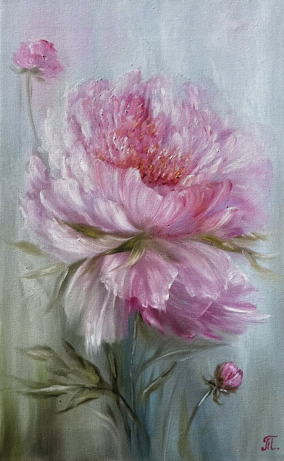 Soft Peony of Love Tanja Frost Original painting for sale