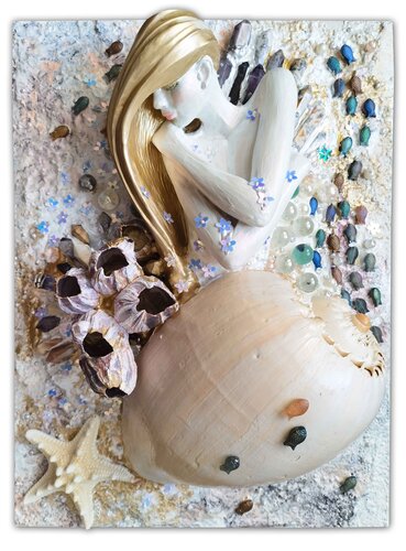 Original artwork Ocean / Sea Goddess, fantasy woman art wall sculpture. Unique gift di Irina BAST, Pittura in vendita su Singulart