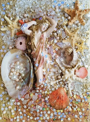 Original artwork Ocean / Sea Goddess, fantasy woman art wall sculpture. Unique gift di Irina BAST, Pittura in vendita su Singulart