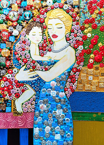 Mother and son (Klimt inspired). Mosaic love gift von Irina BAST, Malerei kaufen auf Singulart