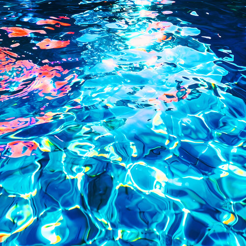 Sea ocean blue color waves with bright sun glares. Impressionistic artwork. Large wall art home decor. Art Gift by Irina BAST, Digital for Sale on Singulart