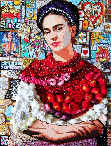 Frida Kahlo. Woman artist Mexican celebrity portrait. 3d art trend art von Irina BAST, Malerei kaufen auf Singulart