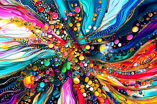DREAM. Colorful bright abstract painting with semi-precious stones and mosaic van Irina BAST, Schilderij te koop op Singulart