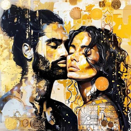 COUPLE IN LOVE. Man woman erotic nude people portrait. Artwork for bedroom home decor by Irina BAST, 인쇄 for Sale on Singulart