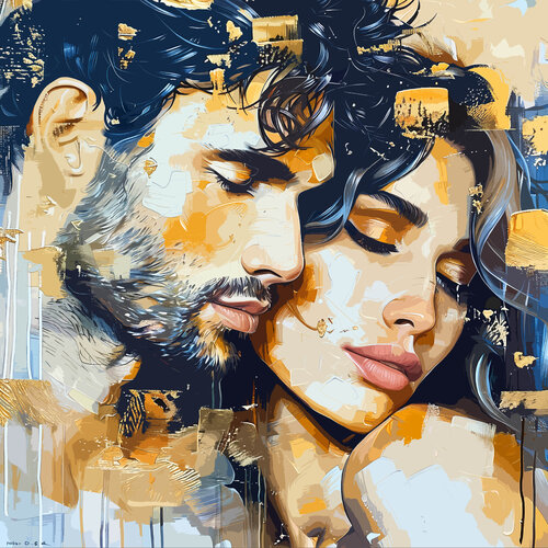 COUPLE IN LOVE. Man woman erotic nude people portrait. Artwork for bedroom home decor by Irina BAST, 인쇄 for Sale on Singulart