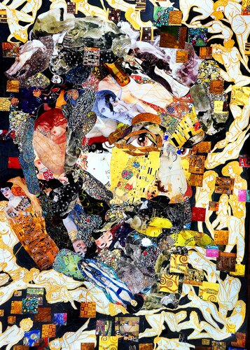 KLIMT. EROTIC FLIGHT. Artist celebrity portrait. Female naked bodies women abstract, erotic expressive portrait von Irina BAST, Druck kaufen auf Singulart