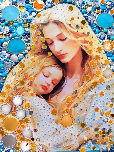 MY ANGEL - Original painting on canvas, unique artwork mixed media wall art von Irina BAST, Malerei kaufen auf Singulart