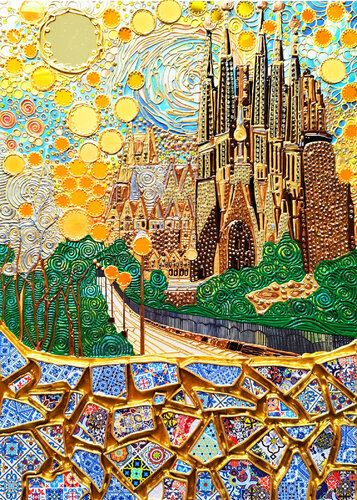 Sagrada Familia Barcelona Spain van Irina BAST, Schilderij te koop op Singulart
