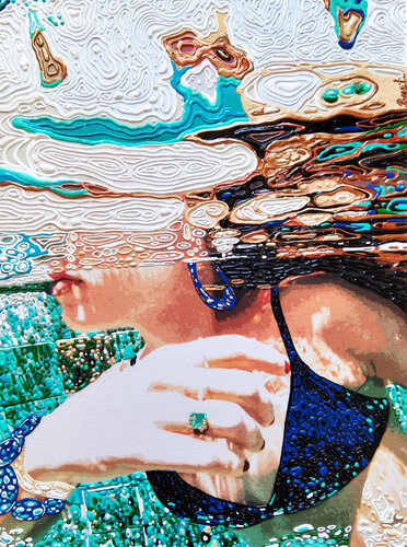 Relax in the turquoise pool by Irina BAST, Painting for Sale on Singulart