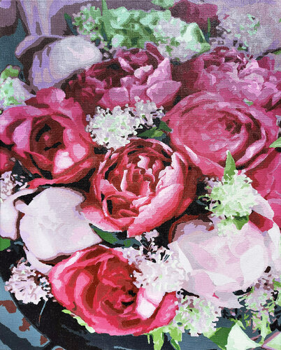 Burgundy and pink peonies van Irina BAST, Schilderij te koop op Singulart