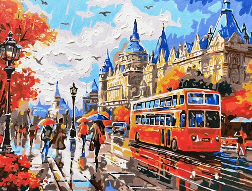 Rain in autumn London von Irina BAST, Malerei kaufen auf Singulart