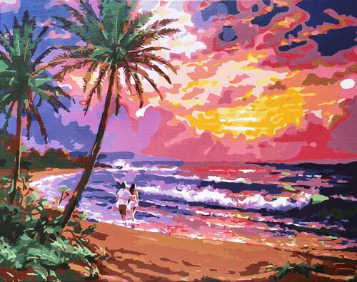 Love ocean sunset van Irina BAST, Schilderij te koop op Singulart