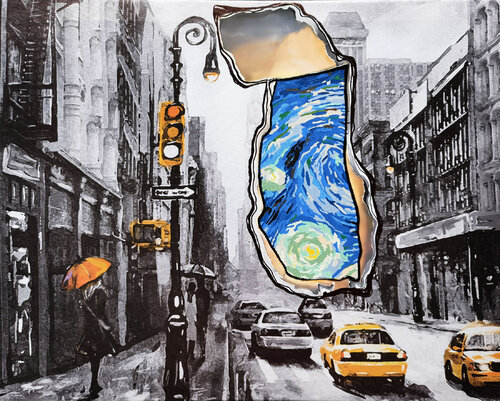 Starry night in New York city di Irina BAST, Pittura in vendita su Singulart