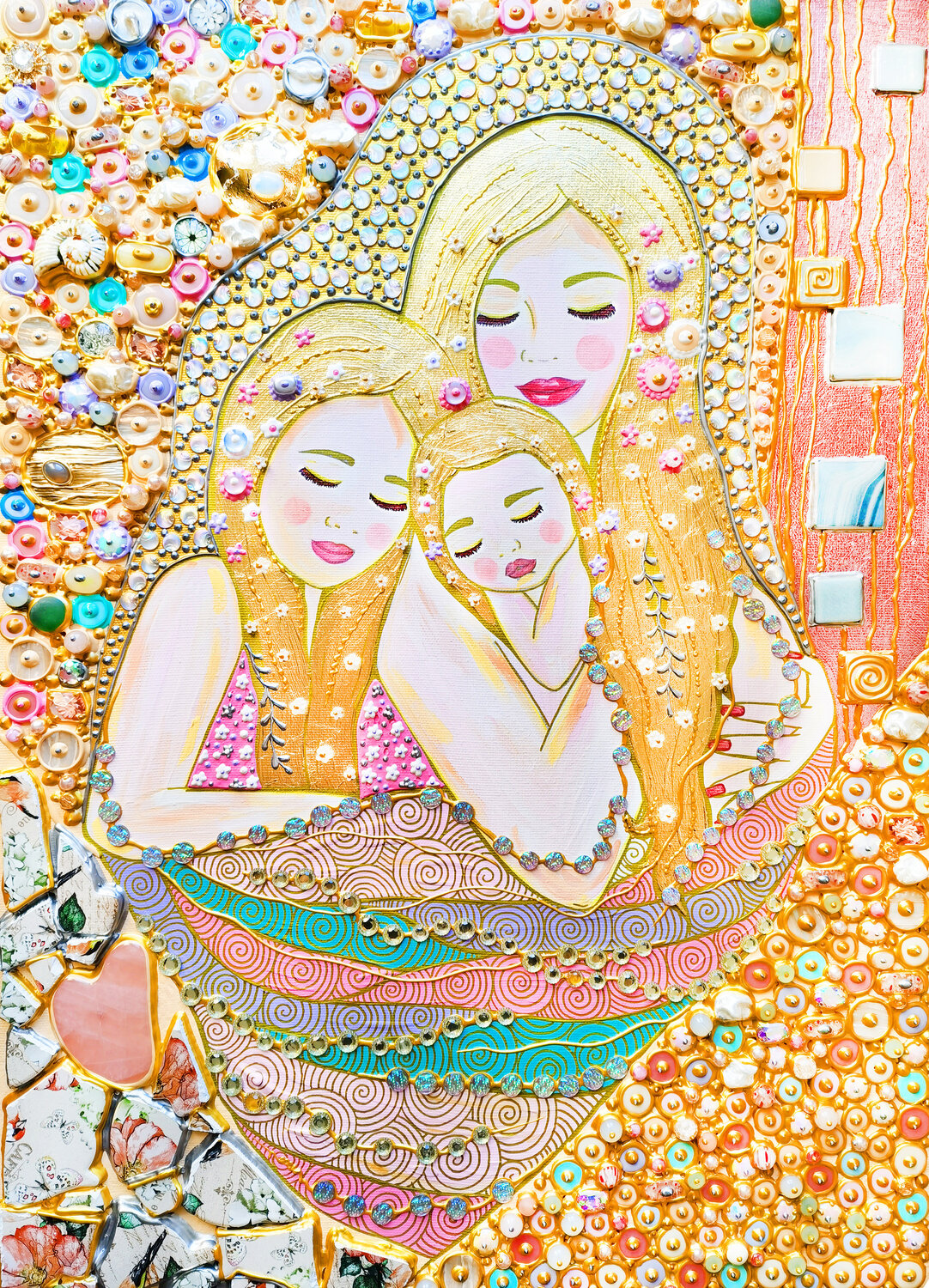 Mom and daughters. Gemstones art Irina BAST