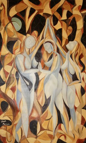 Dancers under the moonlight by Laszlo Hamori, Painting for Sale on Singulart