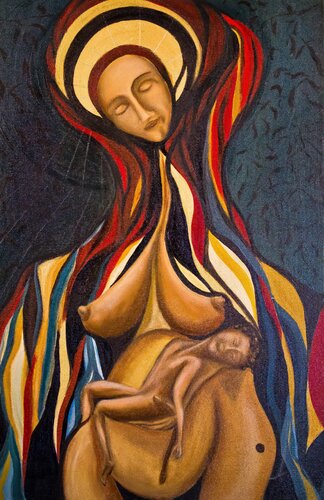 Madonna and child 3 von Laszlo Hamori, Malerei kaufen auf Singulart