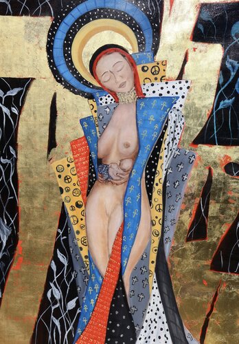 Madonna with gold necklace von Laszlo Hamori, Malerei kaufen auf Singulart